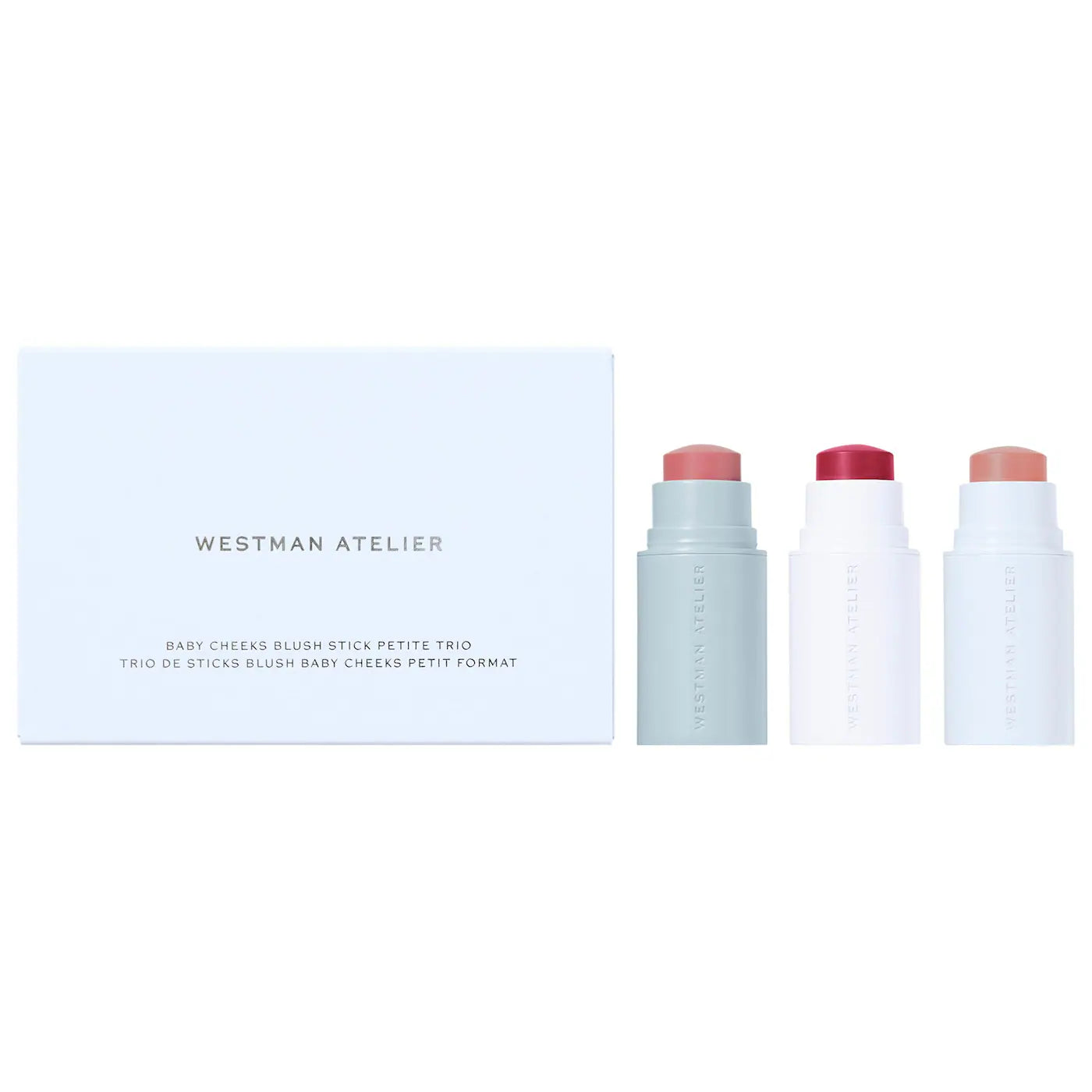 mini baby cheeks lip + cheek cream blush stick trio gift set