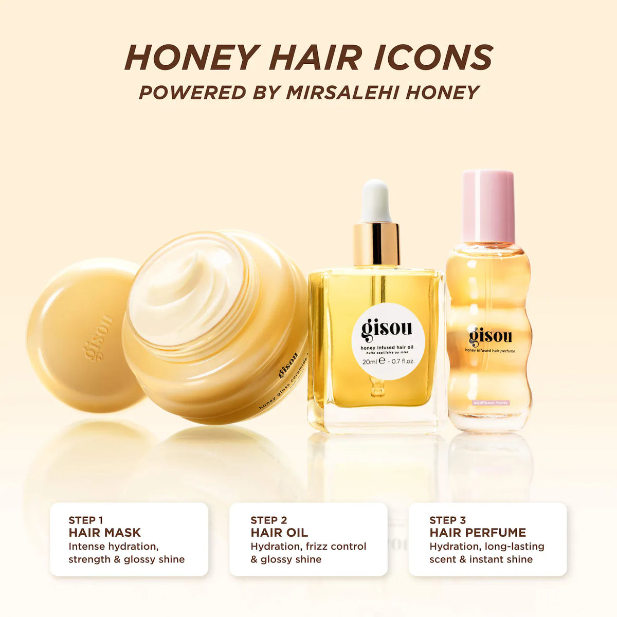 honey hair icons set